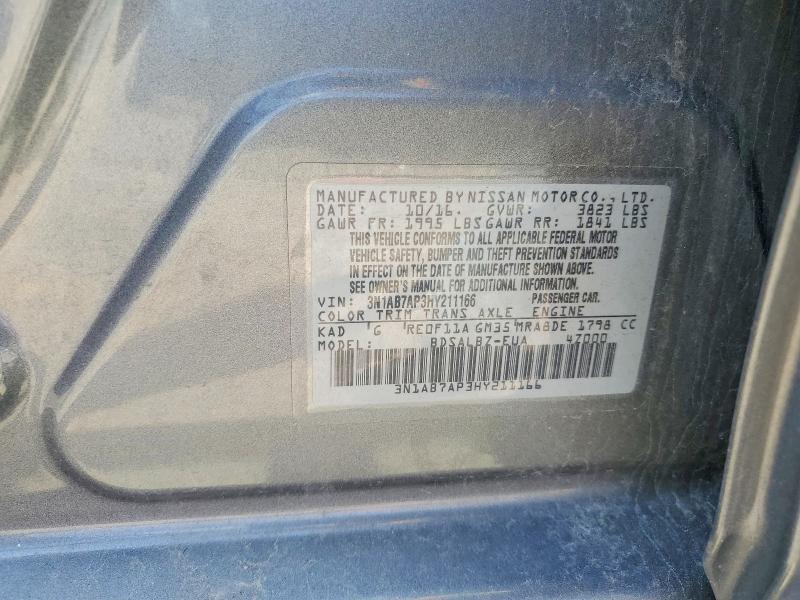 Продаж на аукціоні авто 2017 Nissan Sentra, vin: 3N1AB7AP3HY211166, номер лоту: 51164526