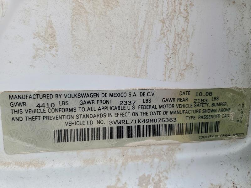 Продажа на аукционе авто 2009 Volkswagen Jetta, vin: 3VWRL71K49M075363, номер лота: 49611206
