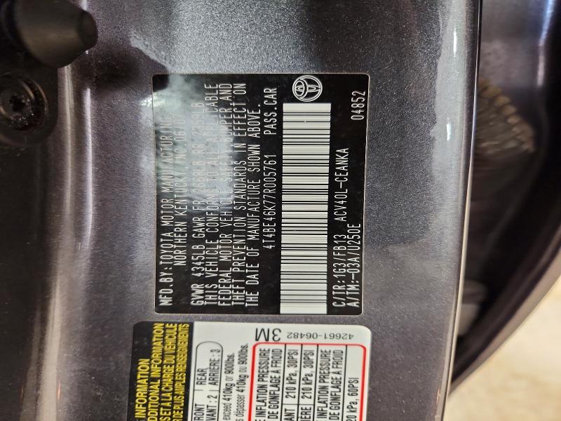 49111156 :رقم المزاد ، 4T4BE46K77R005761 vin ، 2007 Toyota Camry مزاد بيع