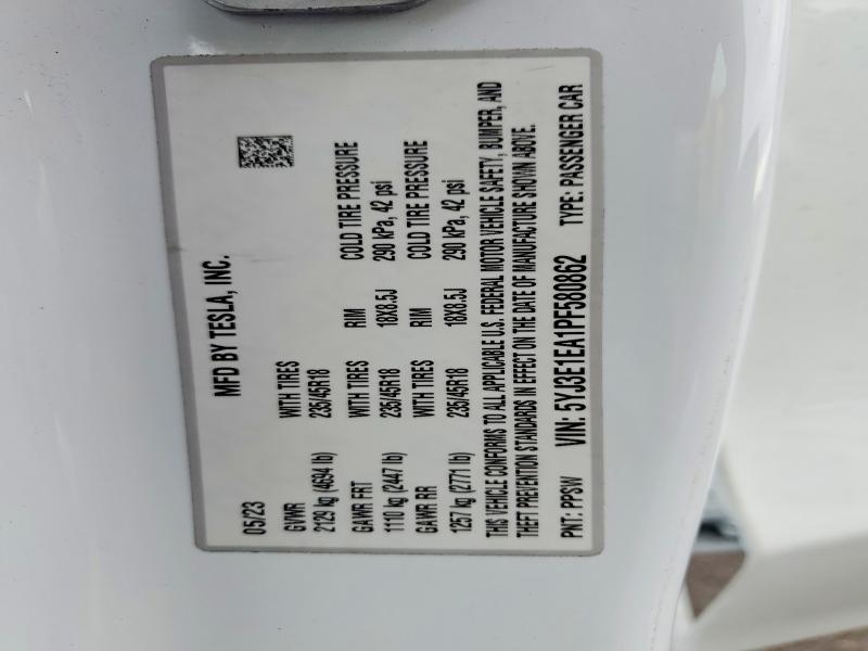 Aukcja sprzedaży 2023 Tesla Model 3, vin: 5YJ3E1EA1PF580862, numer aukcji: 50829886