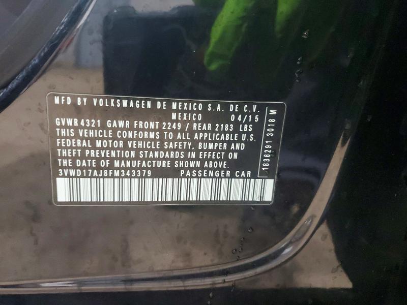 Aukcja sprzedaży 2015 Volkswagen Jetta, vin: 3VWD17AJ8FM343379, numer aukcji: 47729206