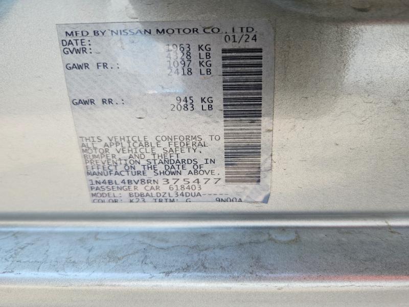 Продаж на аукціоні авто 2024 Nissan Altima, vin: 1N4BL4BV8RN375477, номер лоту: 50212236