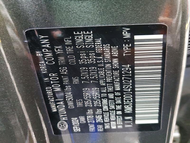 47001256 :رقم المزاد ، KM8JEDD14SU271294 vin ، 2025 Hyundai Tucson Hybrid مزاد بيع