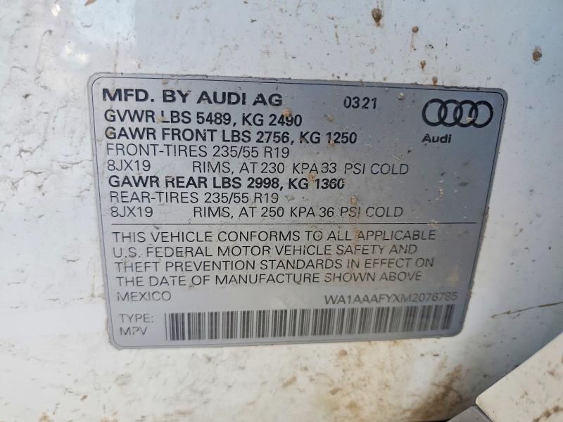 Aukcja sprzedaży 2021 Audi Q5, vin: WA1AAAFYXM2076785, numer aukcji: 50454846