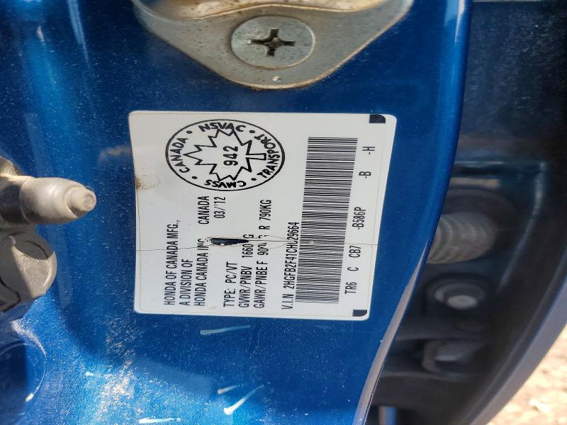 Aukcja sprzedaży 2012 Honda Civic, vin: 2HGFB2F41CH029664, numer aukcji: 50260106