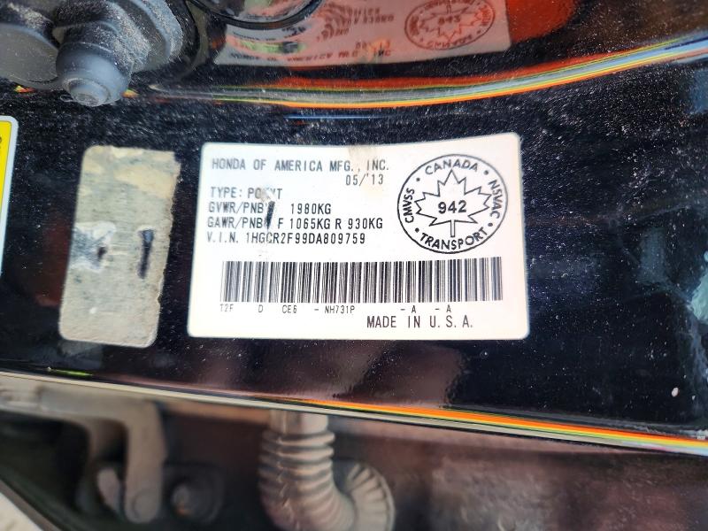 Aukcja sprzedaży 2013 Honda Accord, vin: 1HGCR2F99DA809759, numer aukcji: 46019016