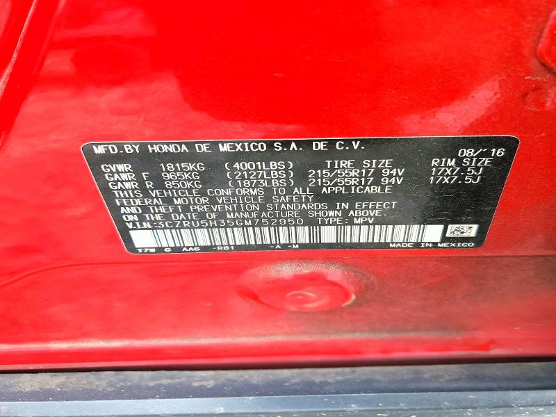 Продаж на аукціоні авто 2016 Honda Hr-v, vin: 3CZRU5H35GM752950, номер лоту: 48943126