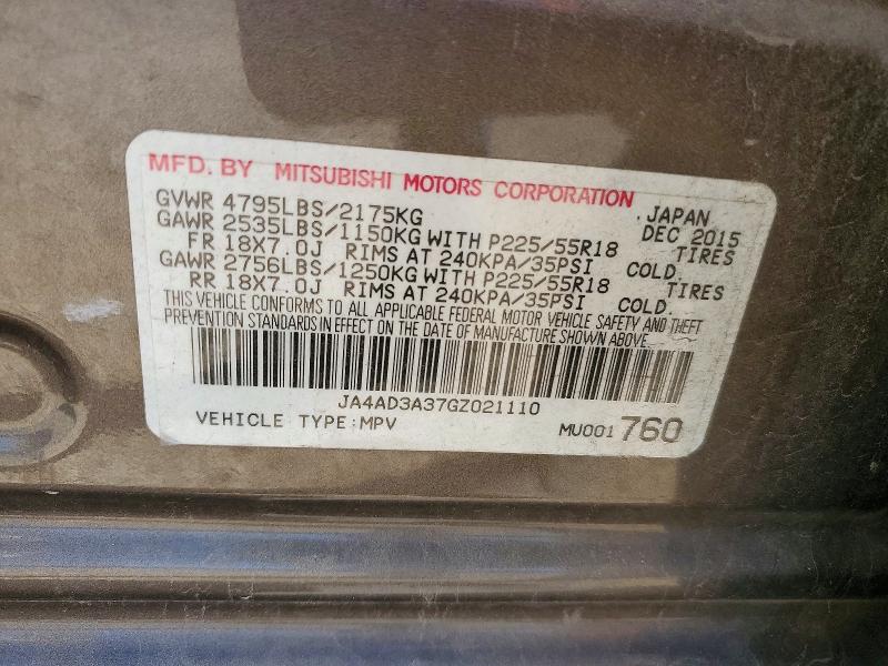 Продаж на аукціоні авто 2016 Mitsubishi Outlander, vin: JA4AD3A37GZ021110, номер лоту: 48647186