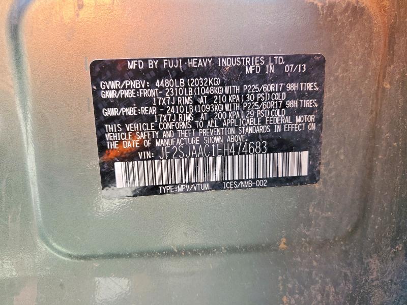 Продаж на аукціоні авто 2014 Subaru Forester, vin: JF2SJAAC1EH474683, номер лоту: 48950436