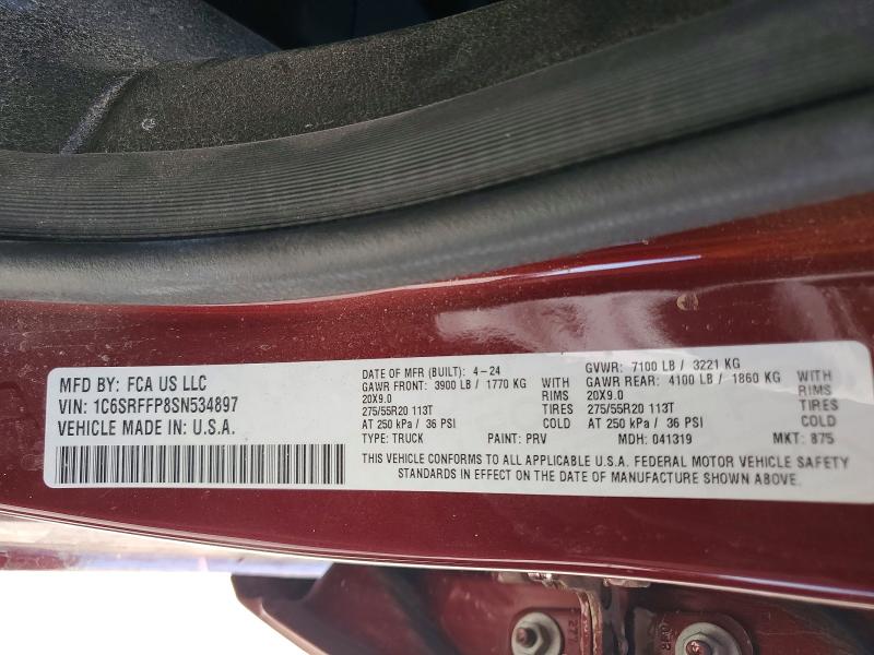 Продажа на аукционе авто 2025 Ram 1500, vin: 1C6SRFFP8SN534897, номер лота: 48032876