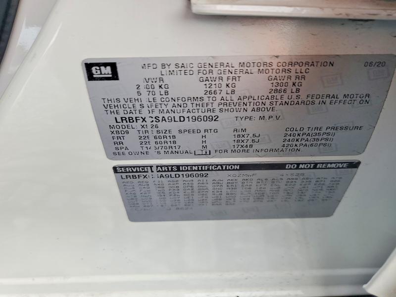 Продажа на аукционе авто 2020 Buick Envision, vin: LRBFXCSA9LD196092, номер лота: 49094676