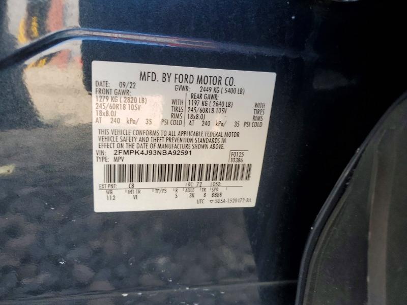 Aukcja sprzedaży 2022 Ford Edge, vin: 2FMPK4J93NBA92591, numer aukcji: 49282796