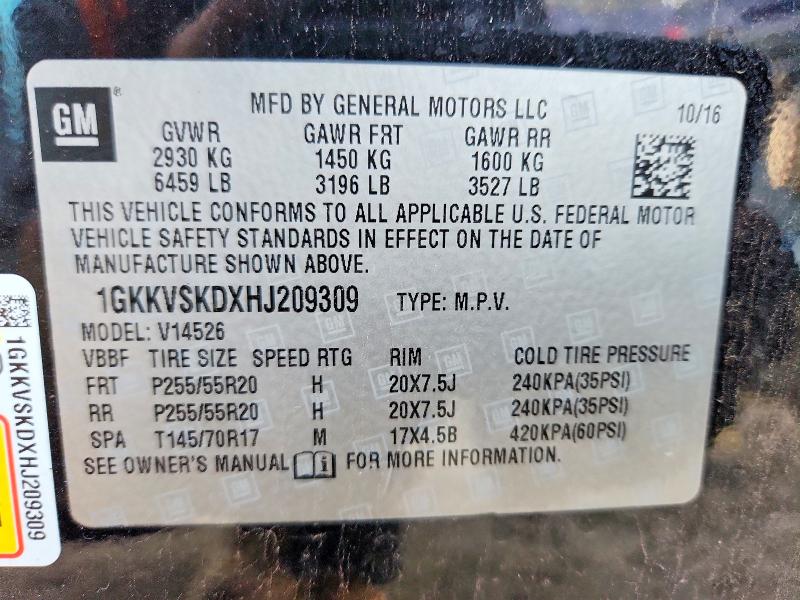 Продаж на аукціоні авто 2017 Gmc Acadia Limited, vin: 1GKKVSKDXHJ209309, номер лоту: 50951166