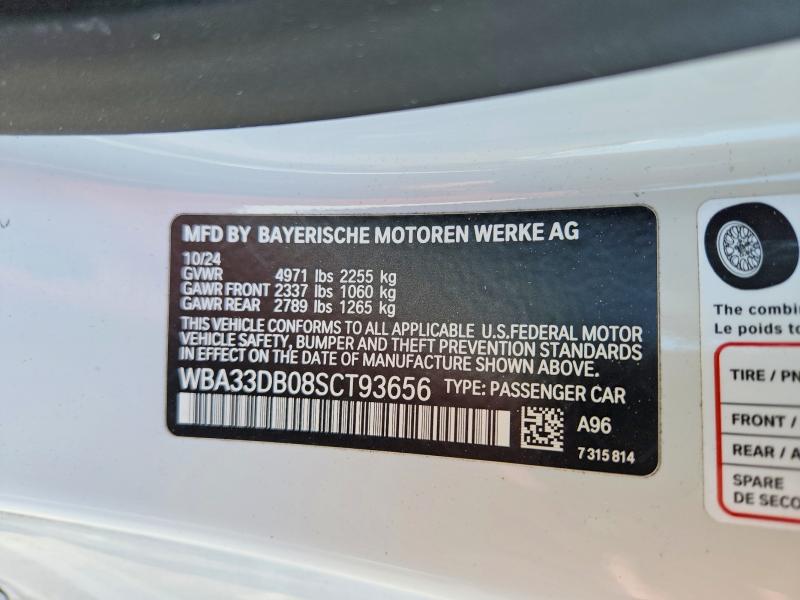 51879476 :رقم المزاد ، WBA33DB08SCT93656 vin ، 2025 Bmw 430i مزاد بيع