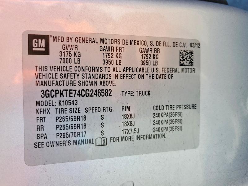 2012 Chevrolet Silverado მანქანა იყიდება აუქციონზე, vin: 3GCPKTE74CG246582, აუქციონის ნომერი: 51190816