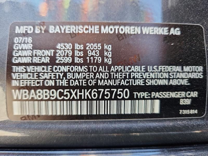 Auction sale of the 2017 Bmw 330, vin: WBA8B9C5XHK675750, lot number: 50276326