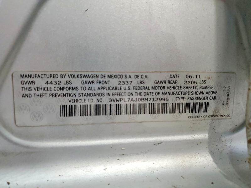 50751816 :رقم المزاد ، 3VWPL7AJ0BM712995 vin ، 2011 Volkswagen Jetta مزاد بيع