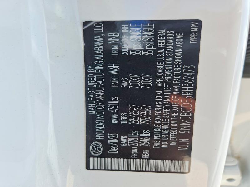 2024 Hyundai Tucson მანქანა იყიდება აუქციონზე, vin: 5NMJBCDE5RH362473, აუქციონის ნომერი: 51647196
