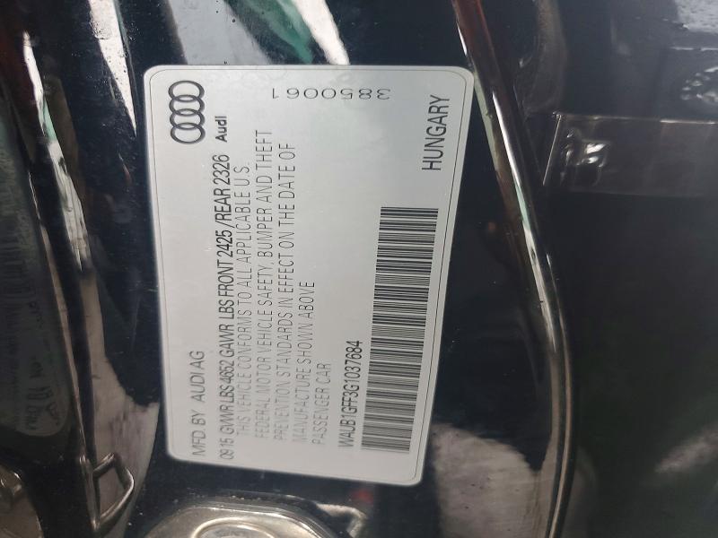 Aukcja sprzedaży 2016 Audi S3, vin: WAUB1GFF3G1037684, numer aukcji: 48050946