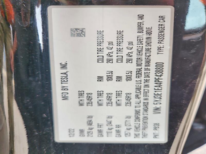 51668946 :رقم المزاد ، 5YJ3E1EA4PF438800 vin ، 2023 Tesla Model 3 مزاد بيع