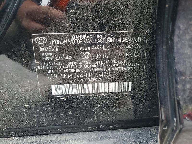 2017 Hyundai Sonata მანქანა იყიდება აუქციონზე, vin: 5NPE34AF0HH554760, აუქციონის ნომერი: 51443786