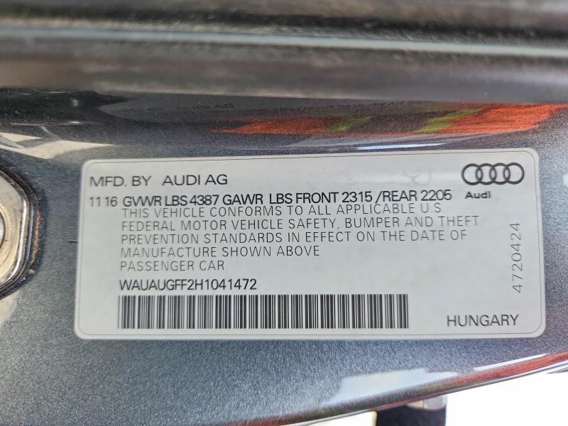 Продажа на аукционе авто 2017 Audi A3, vin: WAUAUGFF2H1041472, номер лота: 48658556
