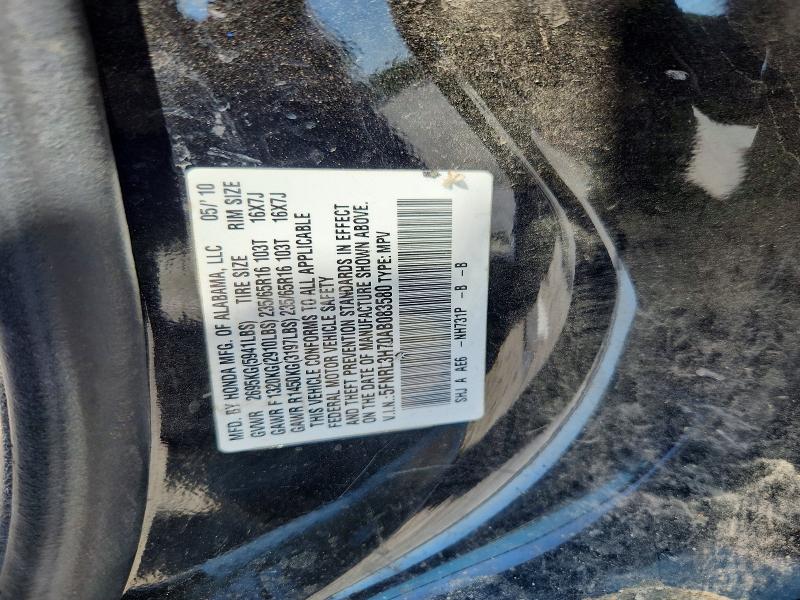 Aukcja sprzedaży 2010 Honda Odyssey, vin: 5FNRL3H70AB083580, numer aukcji: 50930756