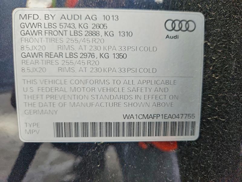 2014 Audi Q5 მანქანა იყიდება აუქციონზე, vin: WA1CMAFP1EA047755, აუქციონის ნომერი: 48464286