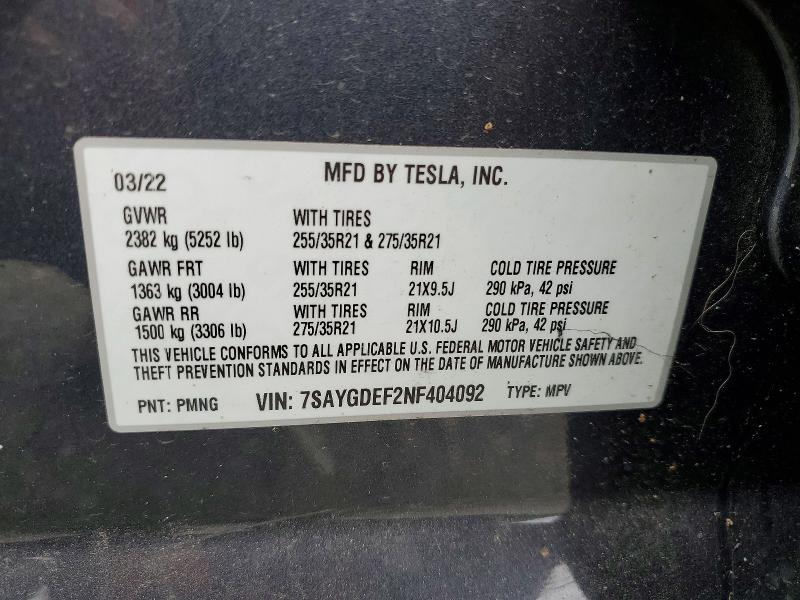 Aukcja sprzedaży 2022 Tesla Model Y, vin: 7SAYGDEF2NF404092, numer aukcji: 48718326