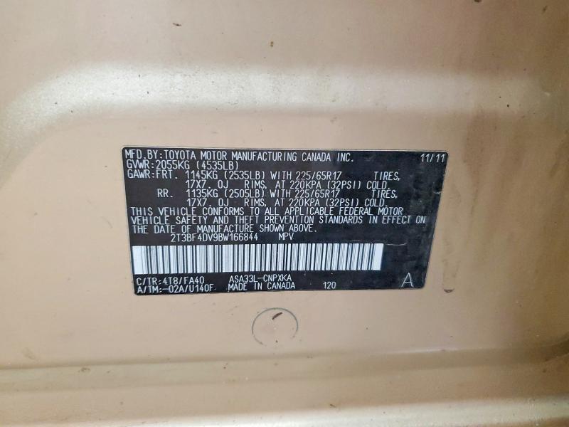 51452606 :رقم المزاد ، 2T3BF4DV9BW166844 vin ، 2011 Toyota Rav4 مزاد بيع