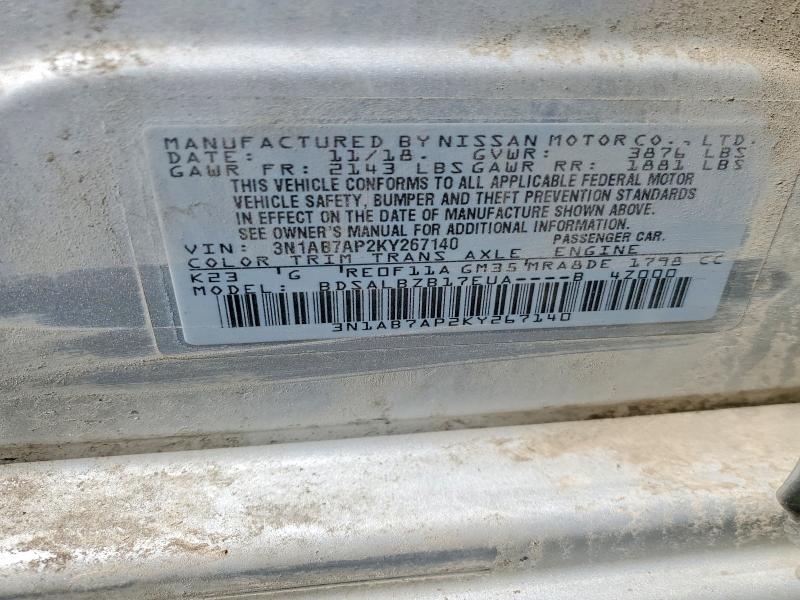 Aukcja sprzedaży 2019 Niss Sentra, vin: 3N1AB7AP2KY267140, numer aukcji: 49274316