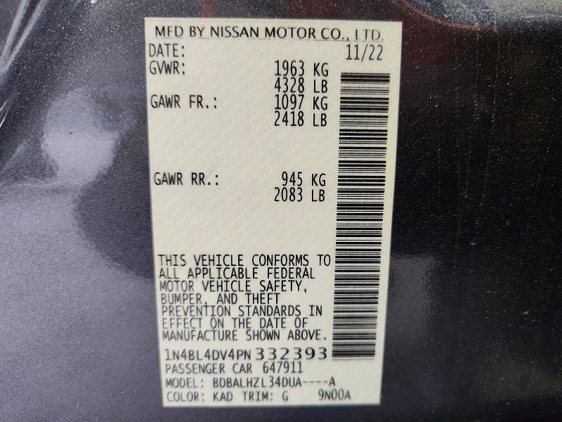 Auction sale of the 2023 Nissan Altima, vin: 1N4BL4DV4PN332393, lot number: 51874246