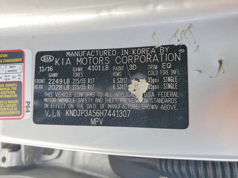 49671456 :رقم المزاد ، KNDJP3A56H7441307 vin ، 2017 Kia Soul مزاد بيع