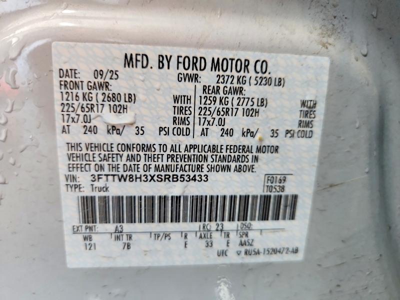 Aukcja sprzedaży 2025 Ford Maverick, vin: 3FTTW8H3XSRB53433, numer aukcji: 51082376