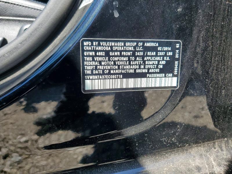 Продажа на аукционе авто 2014 Volkswagen Passat, vin: 1VWBN7A37EC080718, номер лота: 50388696