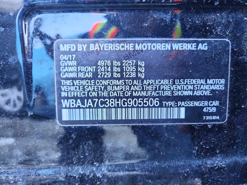 Продаж на аукціоні авто 2017 Bmw 530, vin: WBAJA7C38HG905506, номер лоту: 49103246