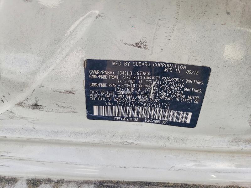 Aukcja sprzedaży 2019 Subaru Crosstrek, vin: JF2GTACC5K8248171, numer aukcji: 51857206