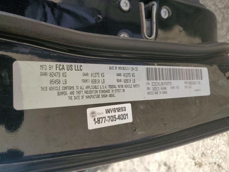 2019 Dodge Charger მანქანა იყიდება აუქციონზე, vin: 2C3CDXGJ8KH742576, აუქციონის ნომერი: 48201576