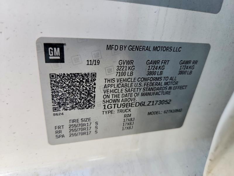 48858366 :رقم المزاد ، 1GTU9BED6LZ173052 vin ، 2020 Gmc Sierra مزاد بيع