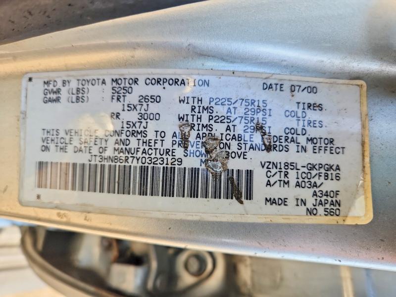 51462406 :رقم المزاد ، JT3HN86R7Y0323129 vin ، 2000 Toyota 4runner مزاد بيع