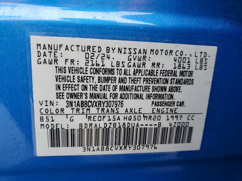 2024 Nissan Sentra მანქანა იყიდება აუქციონზე, vin: 3N1AB8CVXRY307976, აუქციონის ნომერი: 48315256