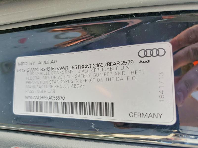 Продаж на аукціоні авто 2019 Audi A5, vin: WAUANCF55KA056570, номер лоту: 49466336