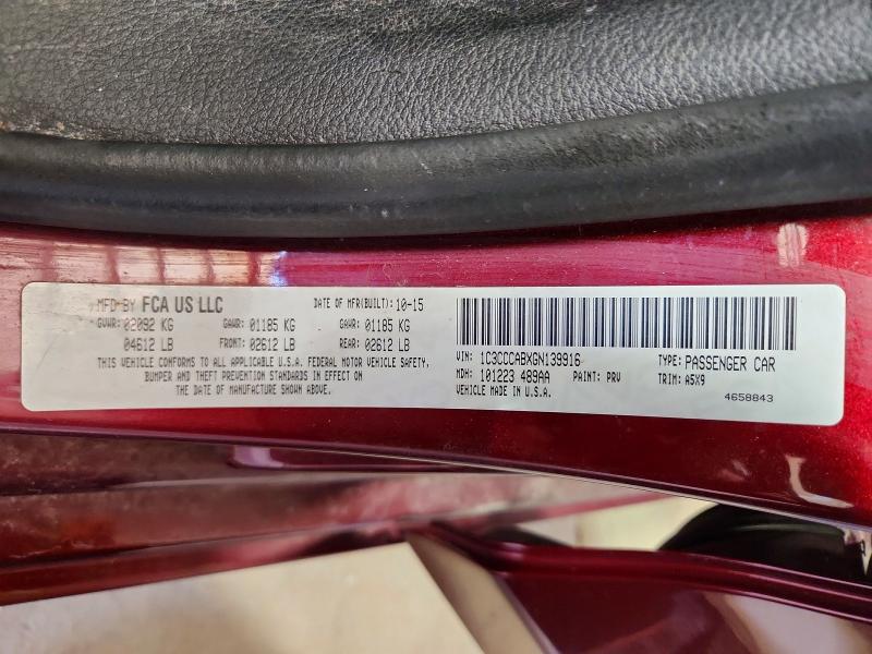 2016 Chrysler 200 მანქანა იყიდება აუქციონზე, vin: 1C3CCCABXGN139916, აუქციონის ნომერი: 51126476