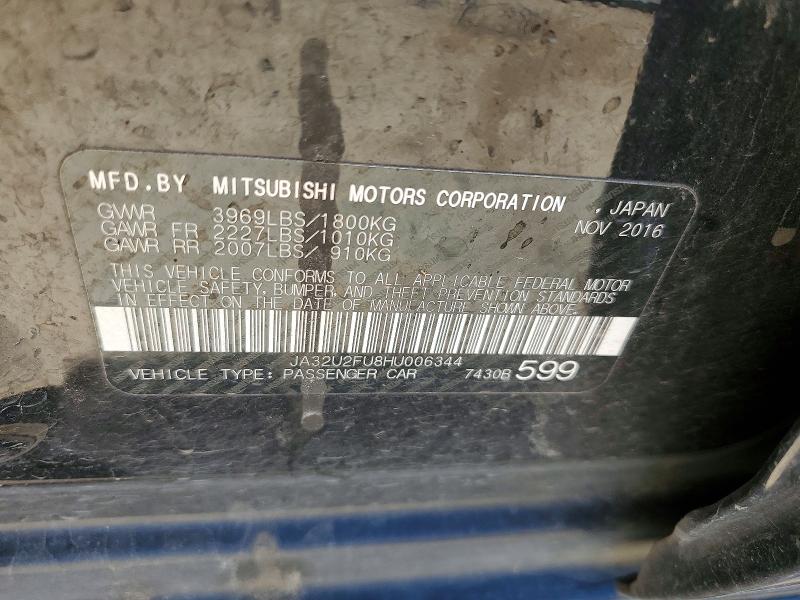 48932036 :رقم المزاد ، JA32U2FU8HU006344 vin ، 2017 Mitsubishi Lancer مزاد بيع