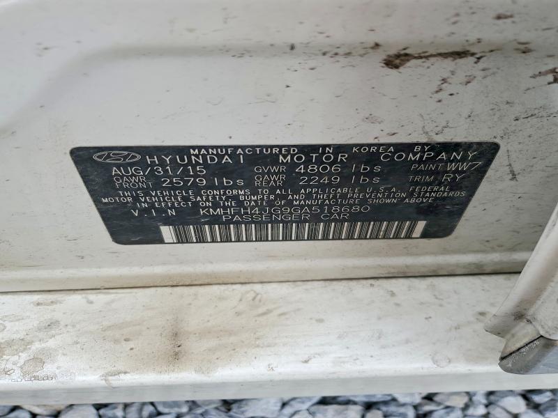 Aukcja sprzedaży 2016 Hyundai Azera, vin: KMHFH4JG9GA518680, numer aukcji: 50152436