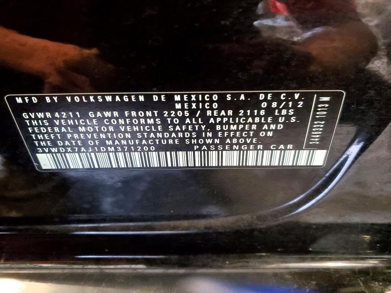 2013 Volkswagen Jetta მანქანა იყიდება აუქციონზე, vin: 3VWDX7AJ1DM371200, აუქციონის ნომერი: 50557056