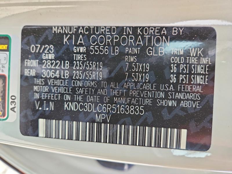 49830716 :رقم المزاد ، KNDC3DLC6R5163835 vin ، 2024 Kia Ev6 مزاد بيع