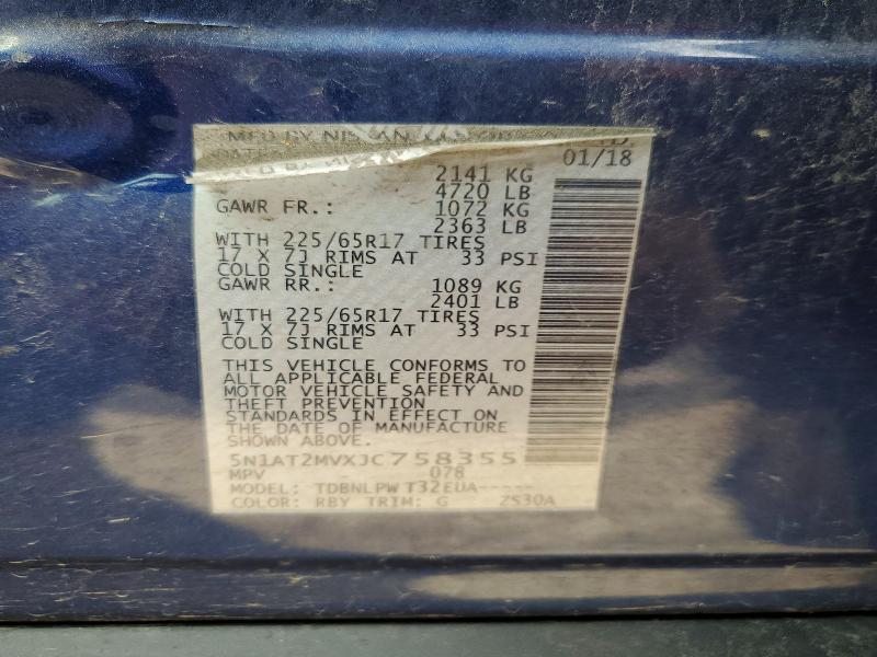 Продаж на аукціоні авто 2018 Nissan Rogue, vin: 5N1AT2MVXJC758355, номер лоту: 48305446