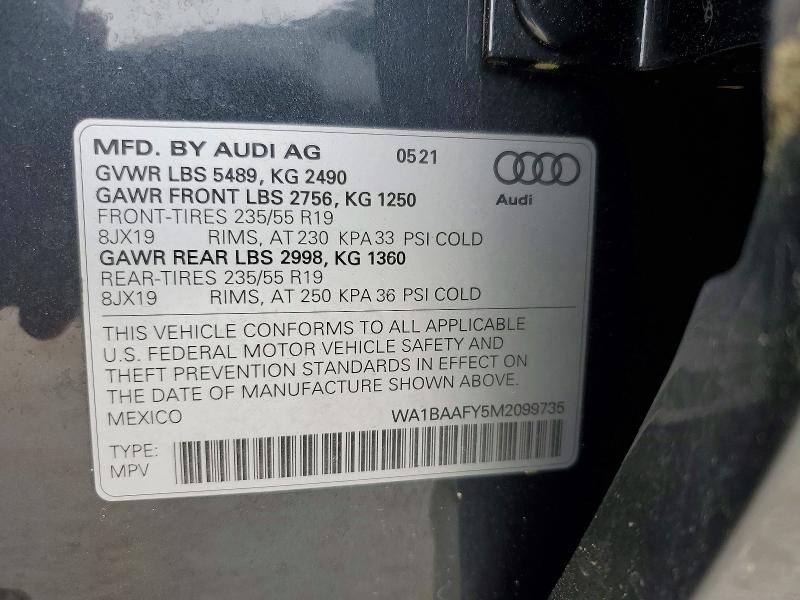 Aukcja sprzedaży 2021 Audi Q5, vin: WA1BAAFY5M2099735, numer aukcji: 48808876