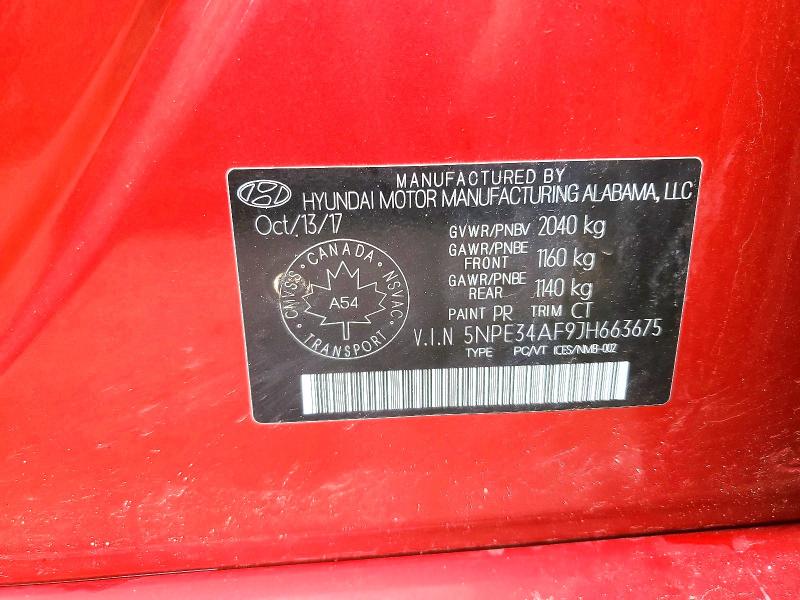 Продаж на аукціоні авто 2018 Hyundai Sonata, vin: 5NPE34AF9JH663675, номер лоту: 49016596
